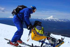 Mono-Ski , para usuarios de silla de ruedas, Glaciar Volcán Mocho. 